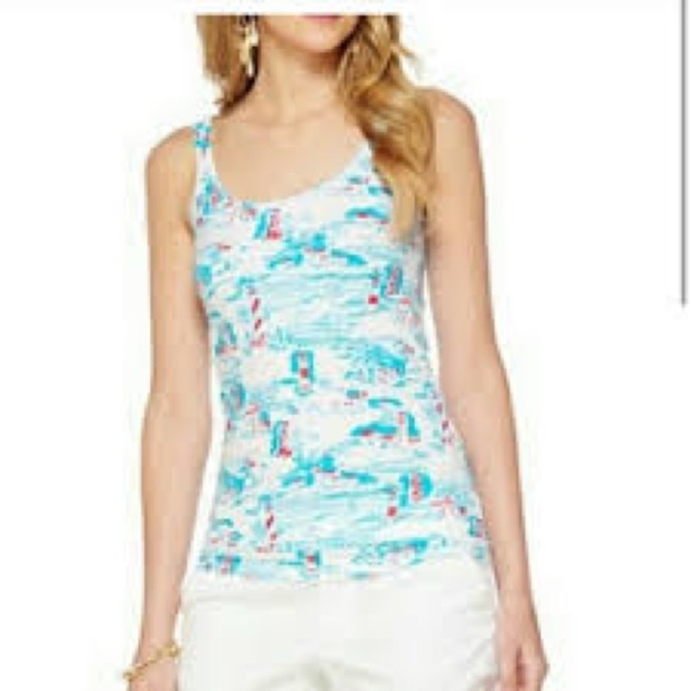 Lilly Pulitzer White, Blue and Pink lighthouse Tank Top - Picture 8 of 8